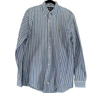 Ralph Lauren blue, orange & white striped button down 16 neck